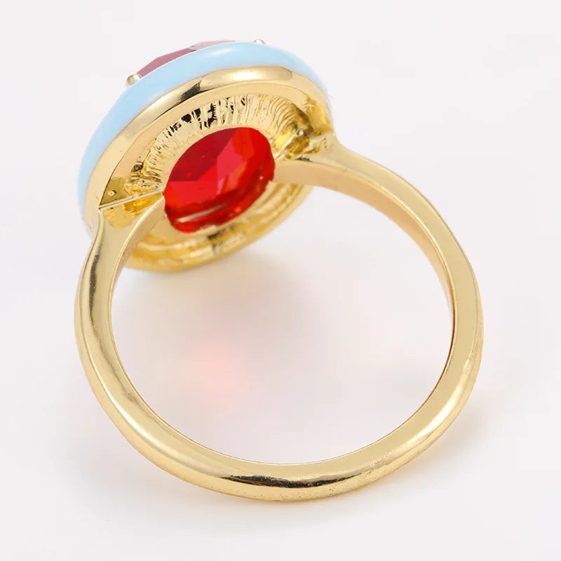 Pastel Aura - 14K Gold Plated Oval Crystal Ring