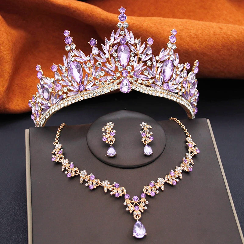 Royal Cascade - Water Drop Crystal Wedding Tiara & Bridal Set