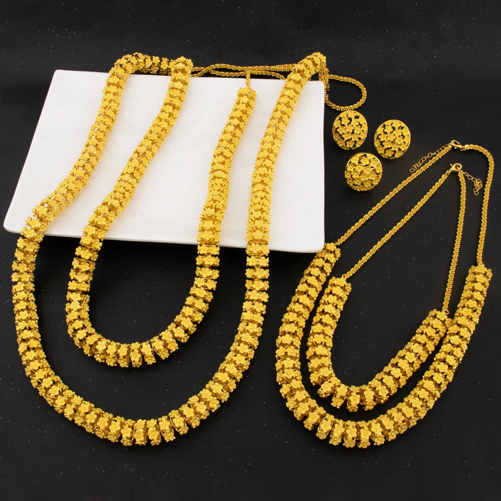 Dubai Luxury 24K Gold Plated Braided Jewelry Set