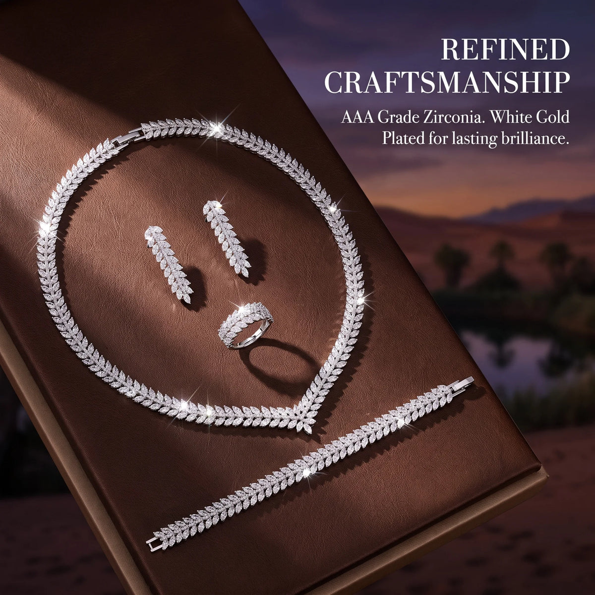 The Imperial Riviera: 4-Piece Dubai V-Contour Diamond Bridal Set