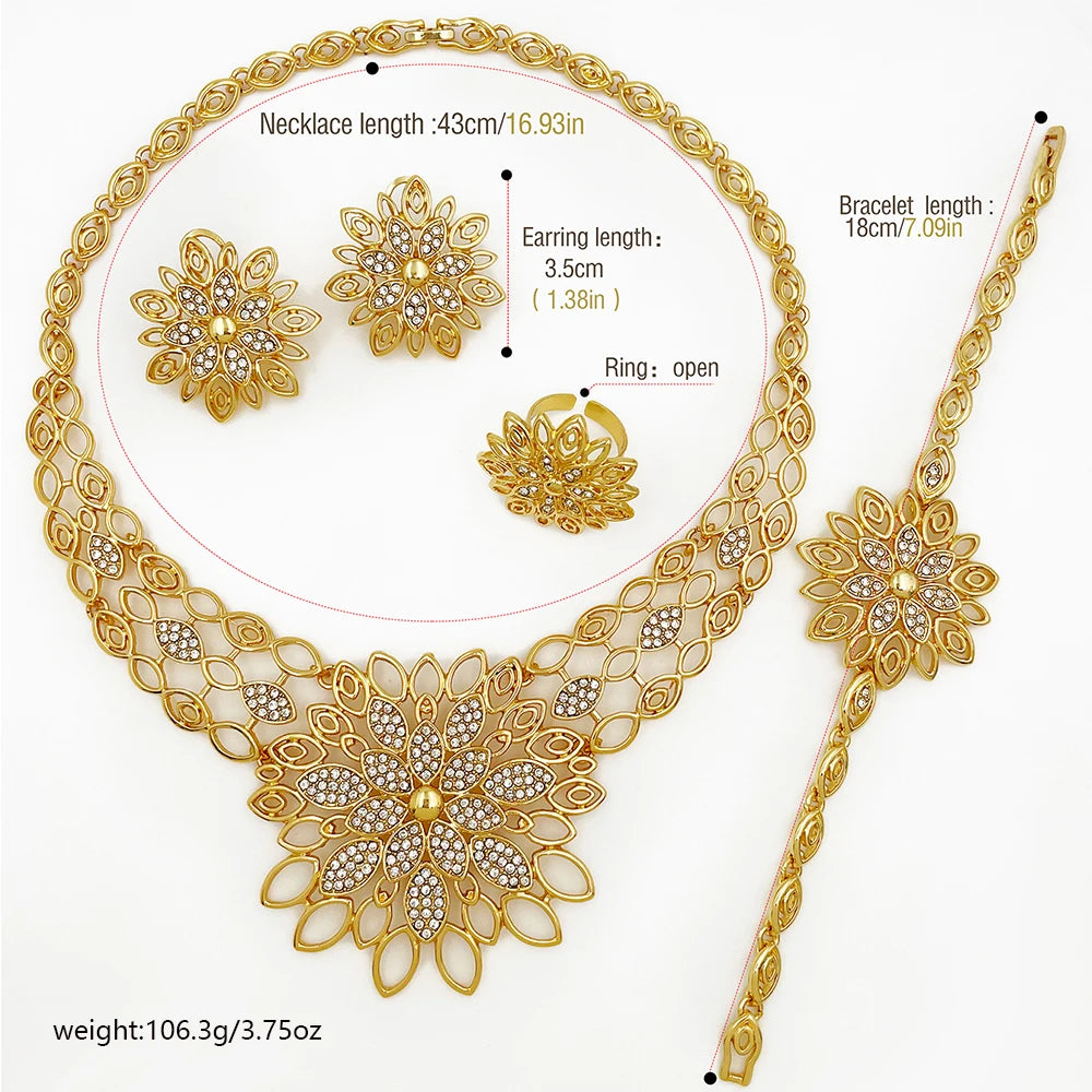 The Royal Sunflower: 24K Gold-Plated Filigree Lace Bridal Set