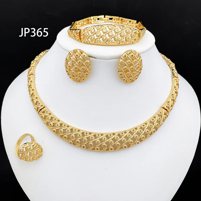 Dubai Luxury 4-Piece 18K Gold Plated Jewelry Set