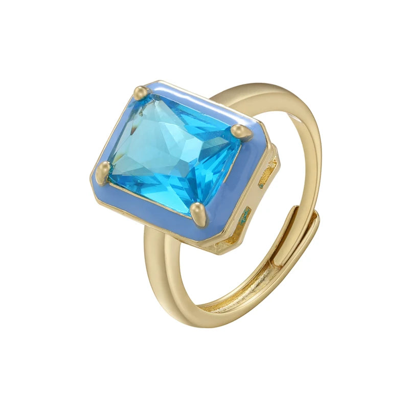 Chroma Gem - 18K Gold Plated Enamel Stack Ring