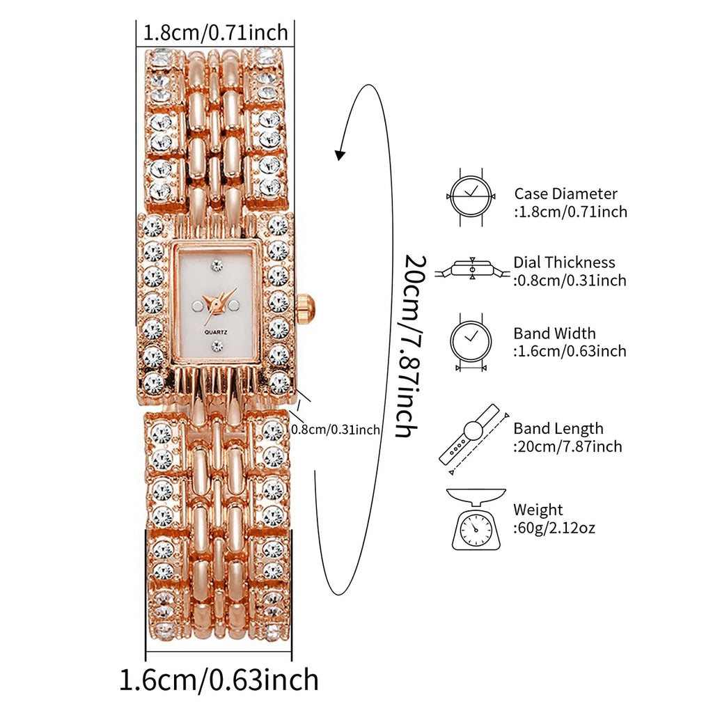 Luxury Rhinestone Rectangle Women Watches Fashion Ladies Bracelet Wristwatch Reloj Mujer Girls Clock Gift (Without Box)