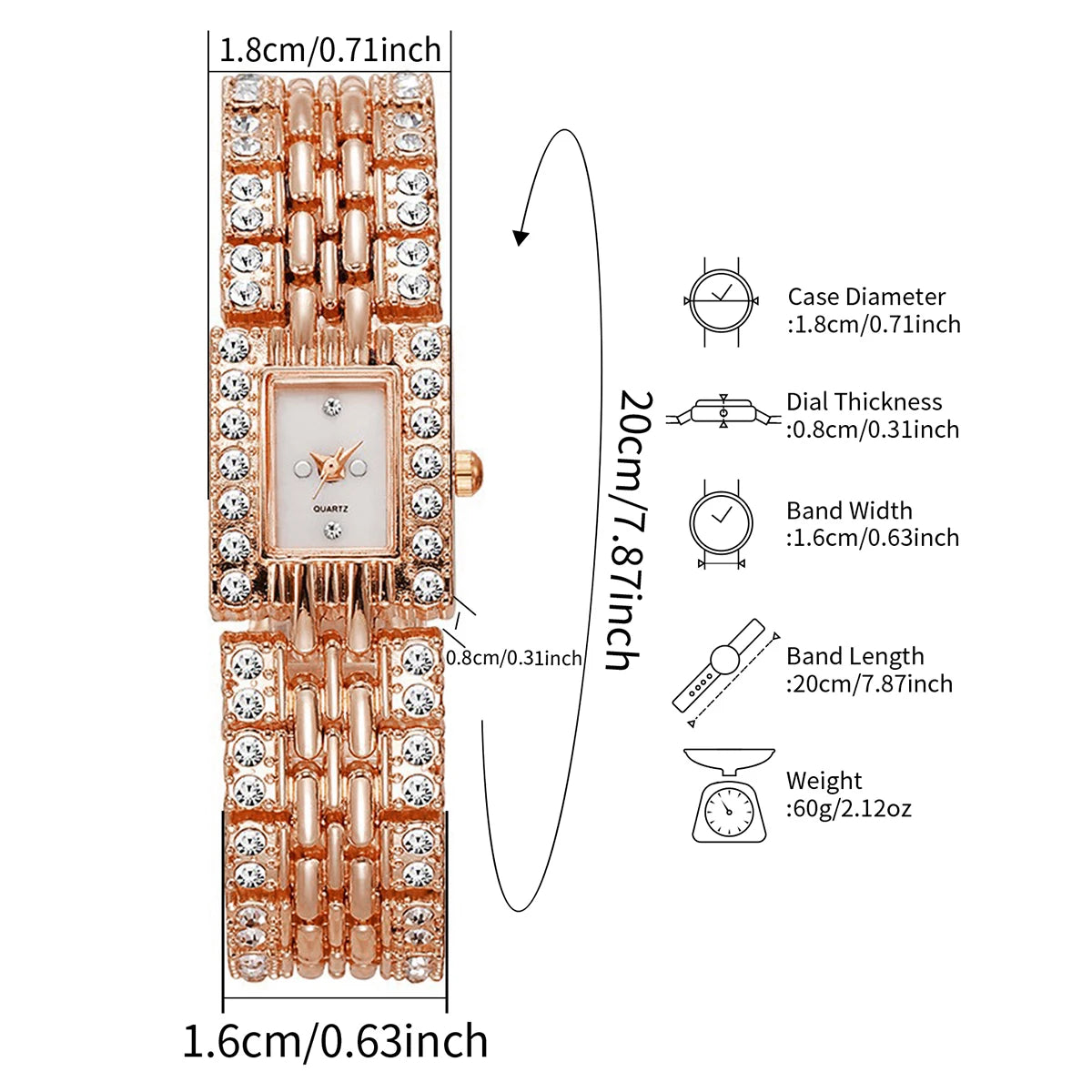 Luxury Rhinestone Rectangle Women Watches Fashion Ladies Bracelet Wristwatch Reloj Mujer Girls Clock Gift (Without Box)