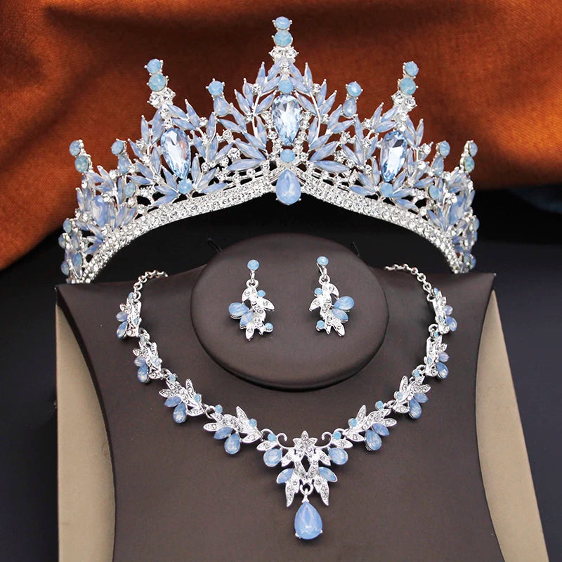 Ocean Royalty - Blue Crystal Wedding Tiara & Bridal Set