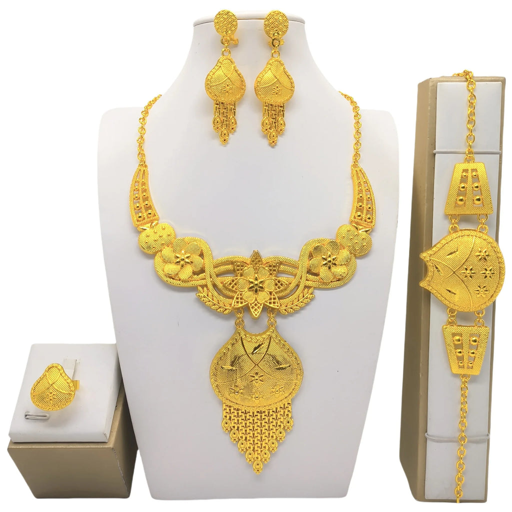 The Royal Emerald of Dubai: 24K Gold-Plated Bridal Couture Set