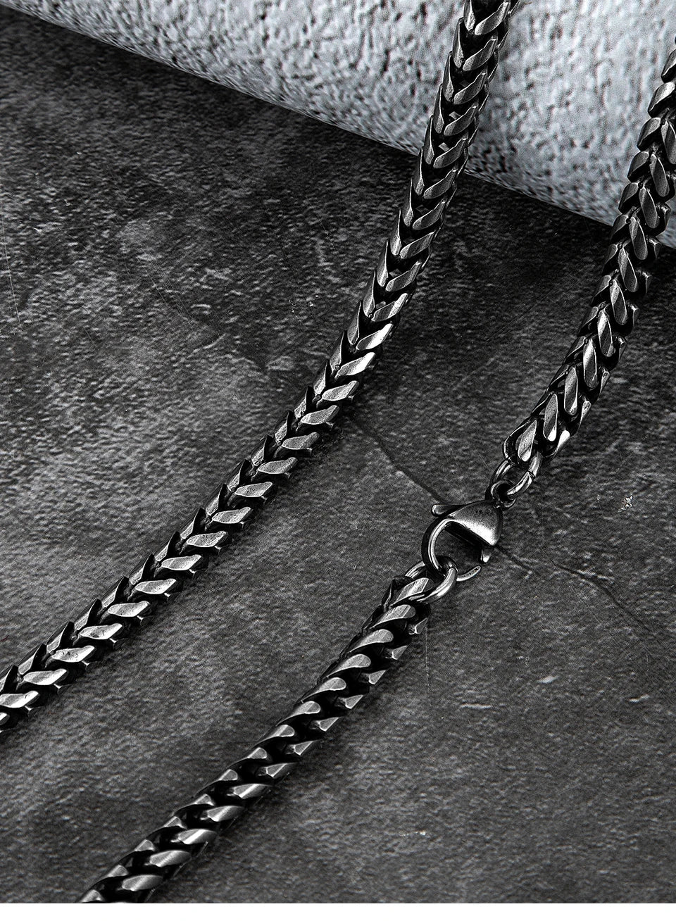 Men's Matte Black Franco Braided Chain Necklace