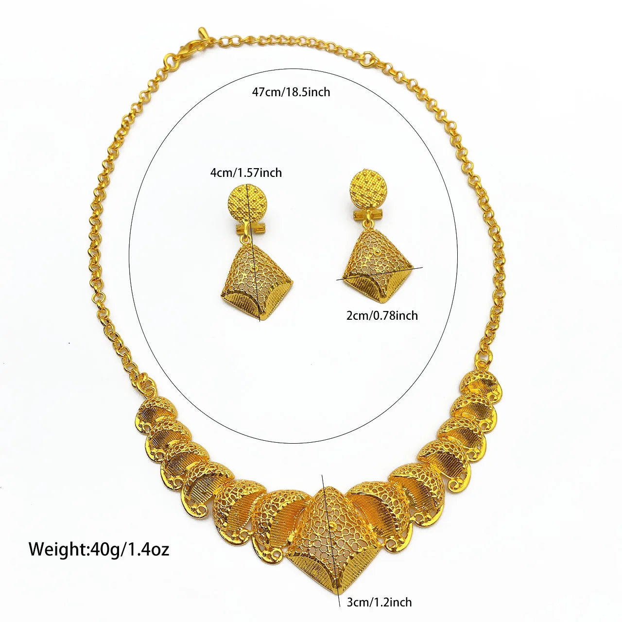 Luxury Indian Bridal 24k Gold Plated Necklace And Earrings Jewelry Sets For Women Ethiopian Dubai Set Wedding Party Gifts