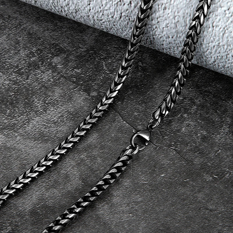 Men's Matte Black Franco Braided Chain Necklace