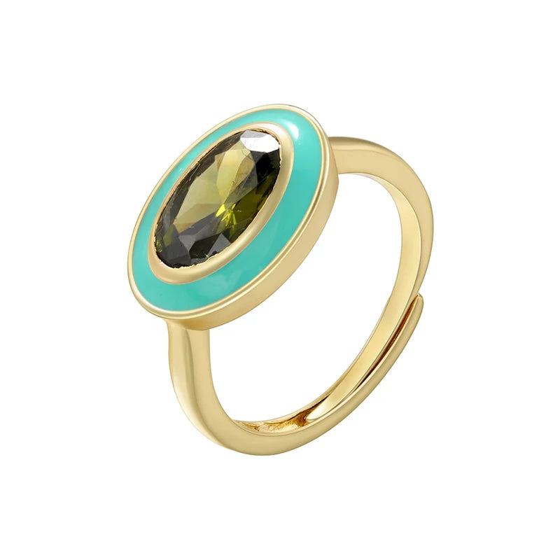 Chroma Gem - 18K Gold Plated Enamel Stack Ring