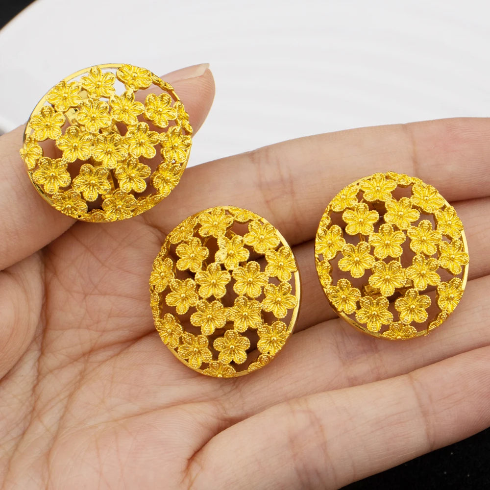 Dubai Luxury 24K Gold Plated Braided Jewelry Set