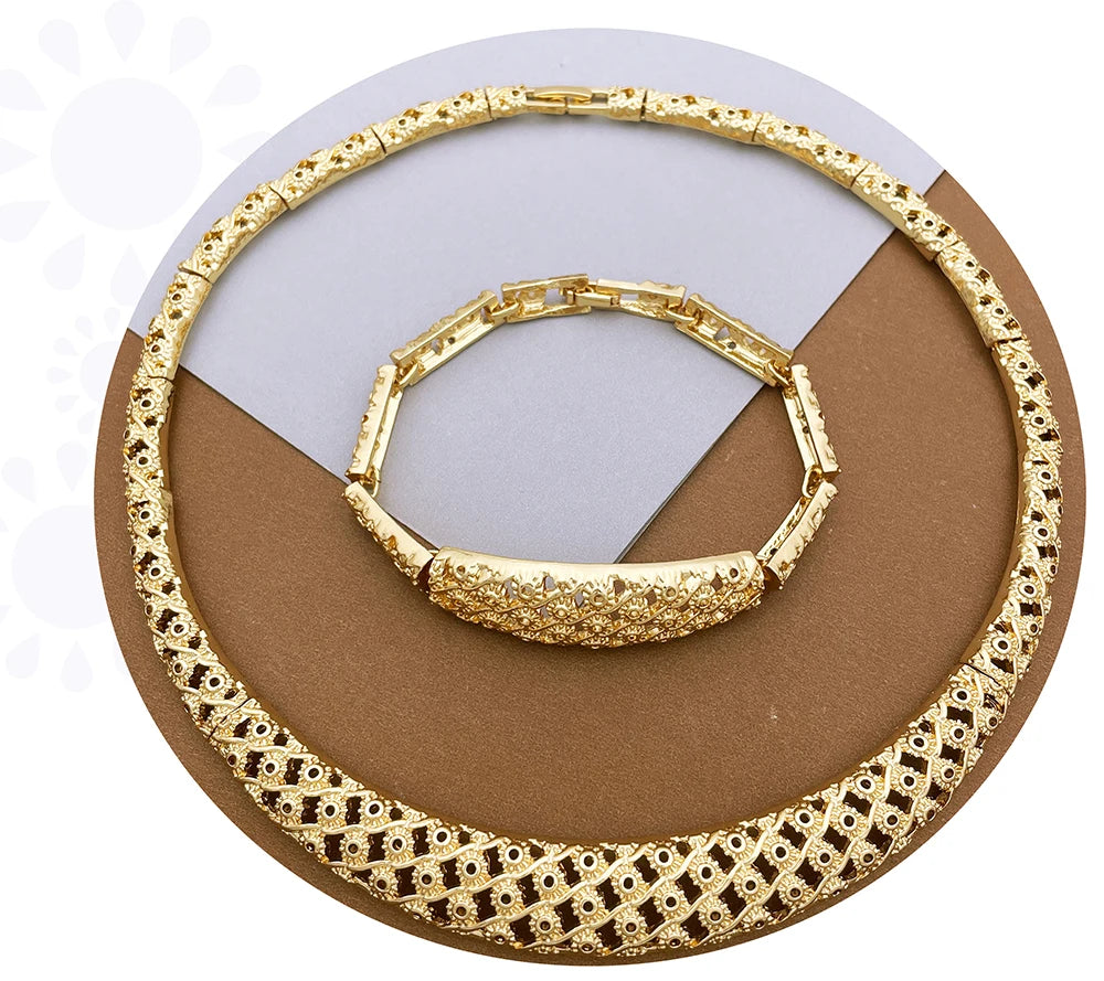 Dubai Luxury 4-Piece 18K Gold Plated Jewelry Set