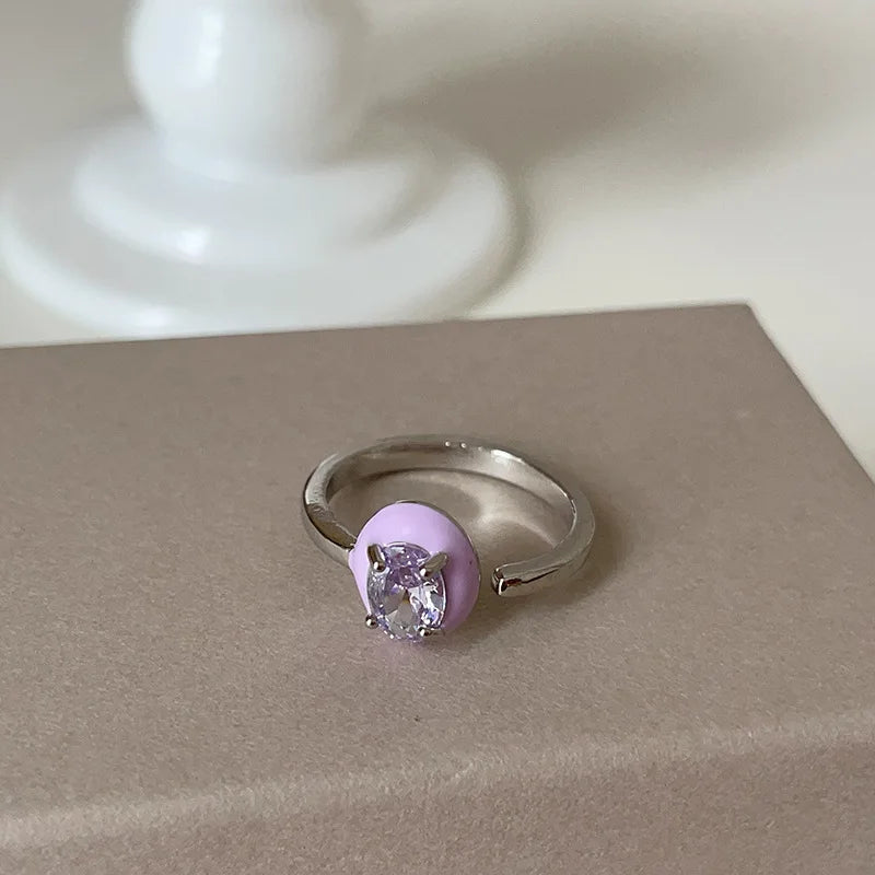 Pastel Aura - 14K Gold Plated Oval Crystal Ring