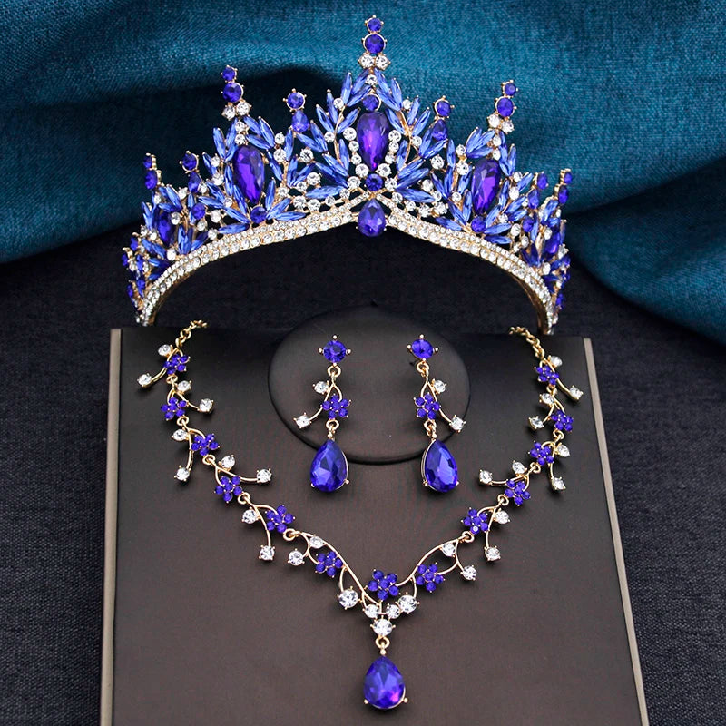 Baroque Royalty - Champagne Crystal Wedding Tiara & Bridal Set