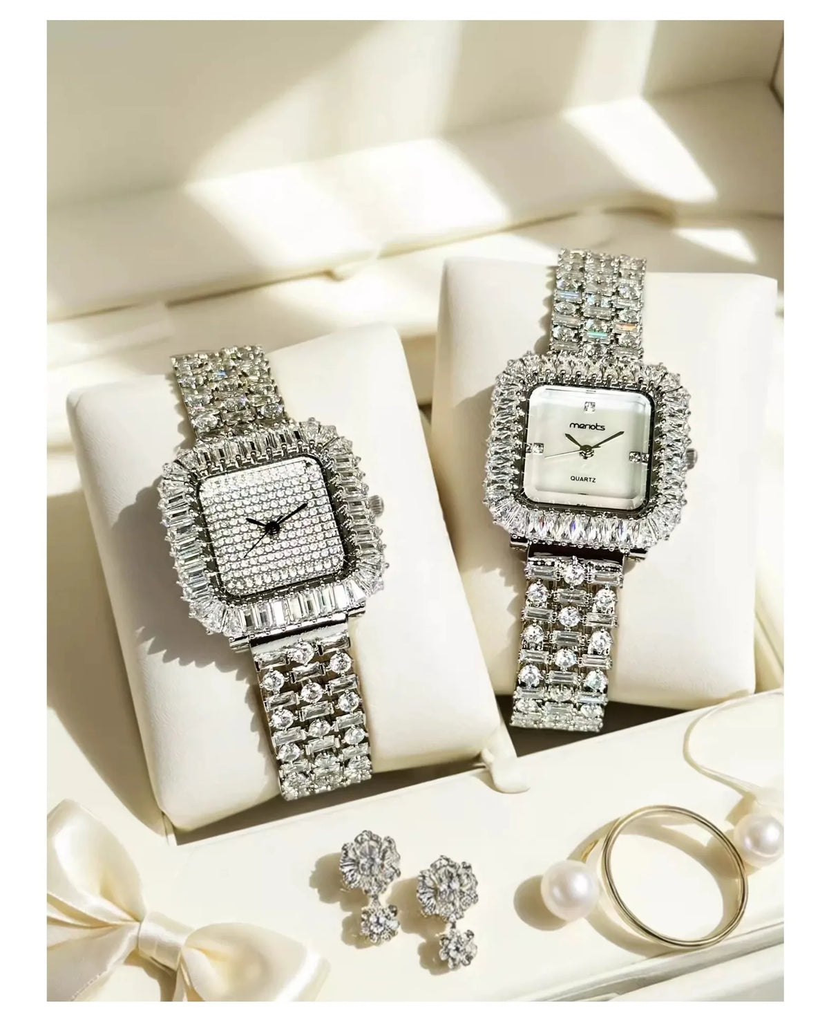 The Imperial Marquise: Slender Square Diamond Bracelet Watch