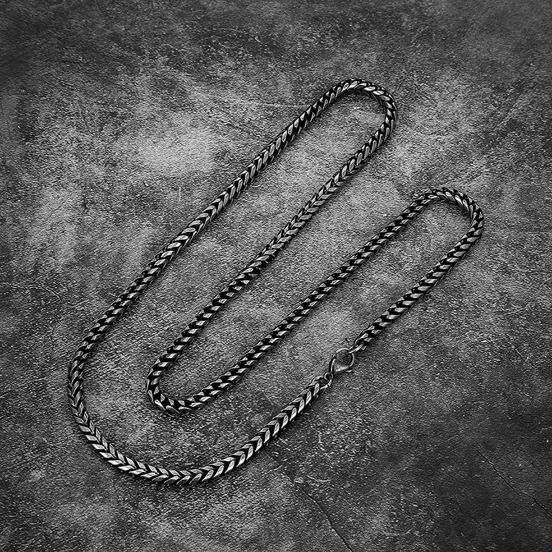 Men's Matte Black Franco Braided Chain Necklace