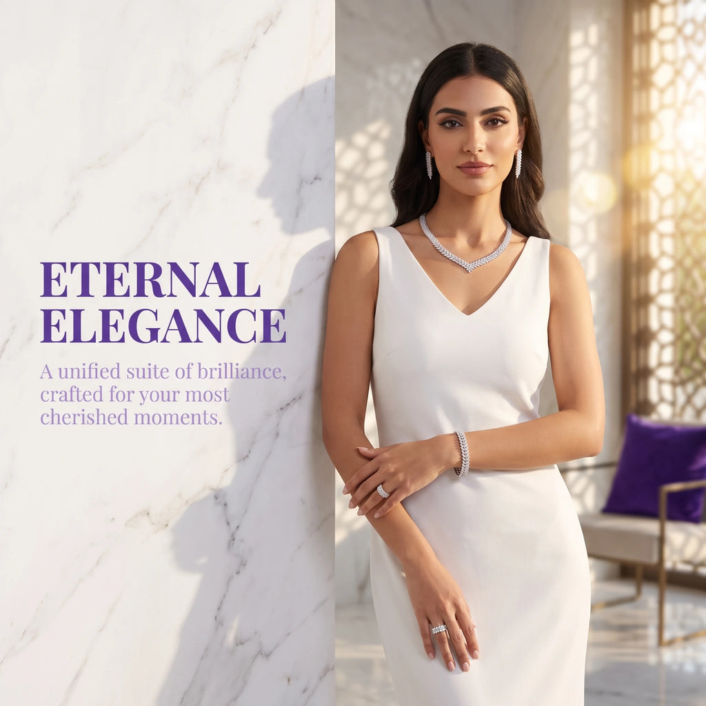 The Imperial Riviera: 4-Piece Dubai V-Contour Diamond Bridal Set