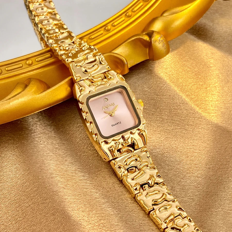 Vintage Gold Watch with Jam Tangan Wanita and Jewelry Set For Women Gift