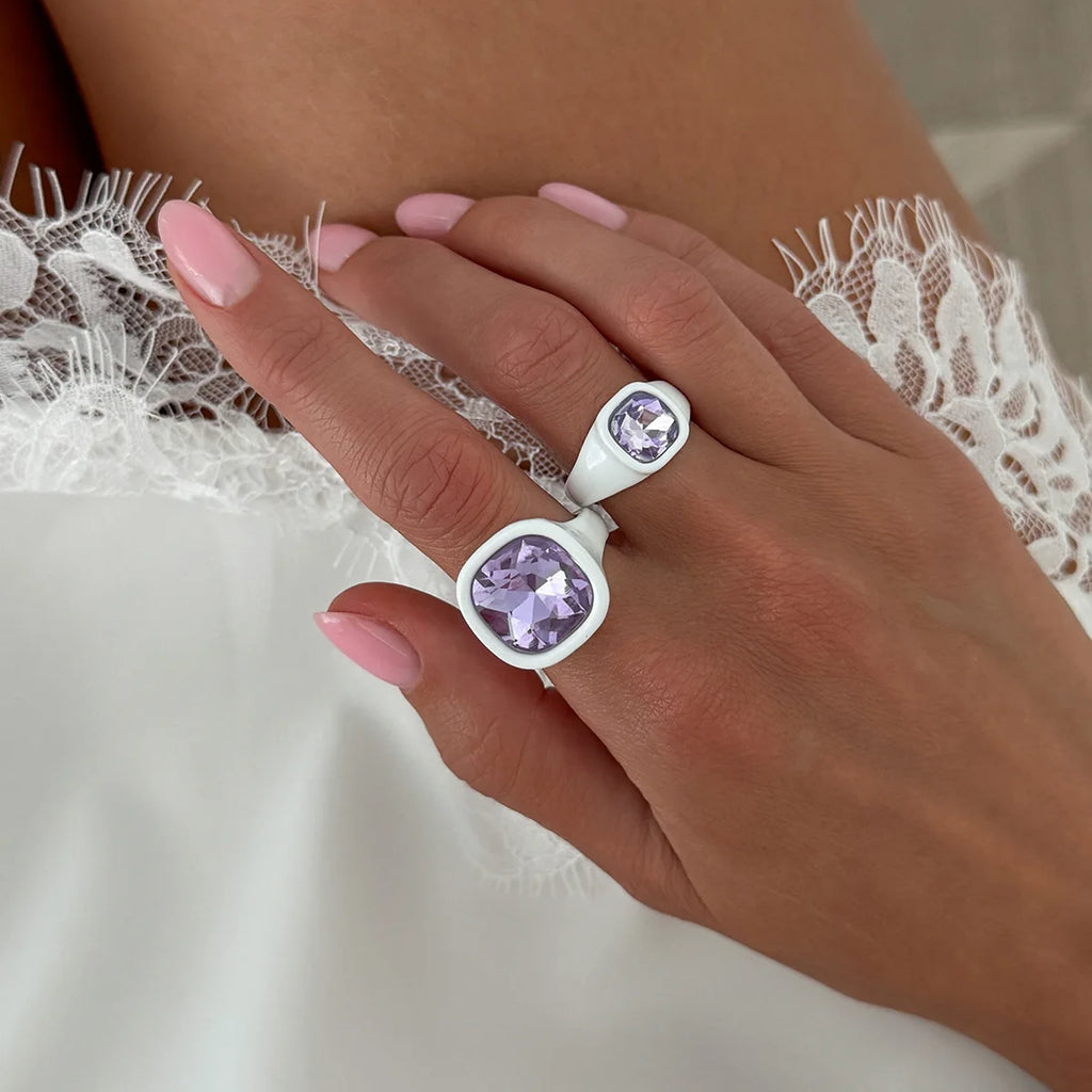 Pastel Dreams - 2-Piece Sparkling Chunky Ring Set