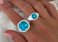 Glow Square - Y2K Acrylic Statement Crystal Ring