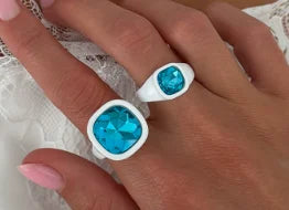 Glow Square - Y2K Acrylic Statement Crystal Ring