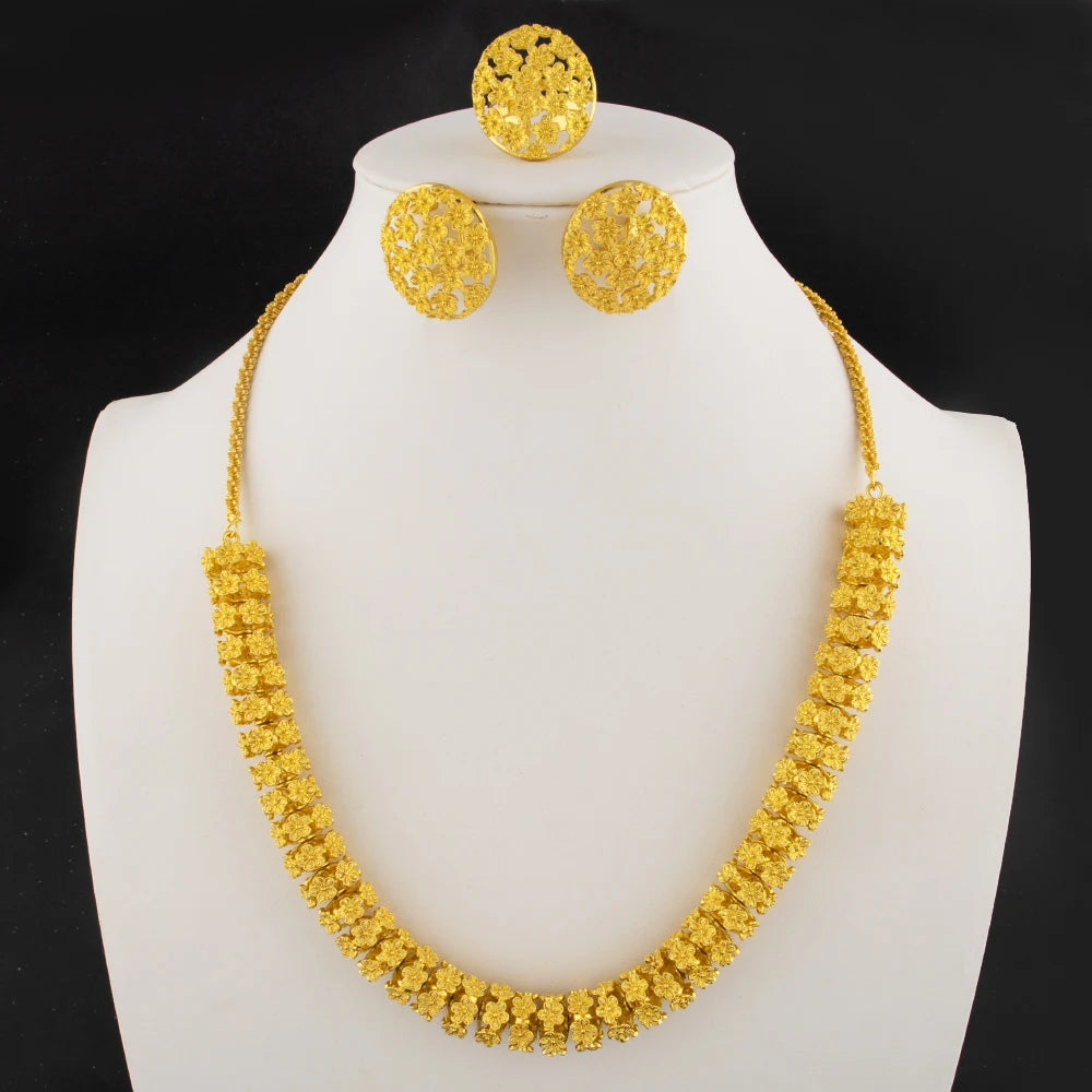 Dubai Royal 4-Layered Multi-Strand Gold Plated Jewelry Set