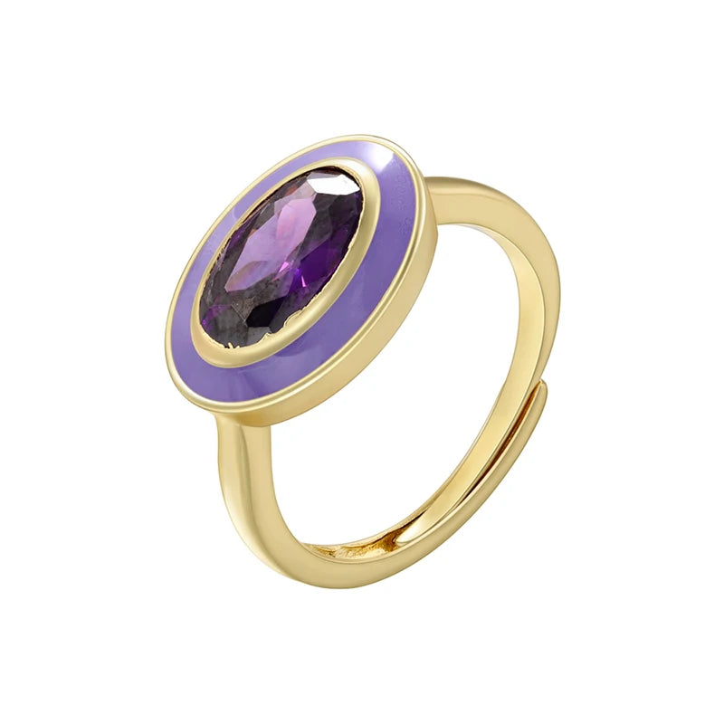 Chroma Gem - 18K Gold Plated Enamel Stack Ring