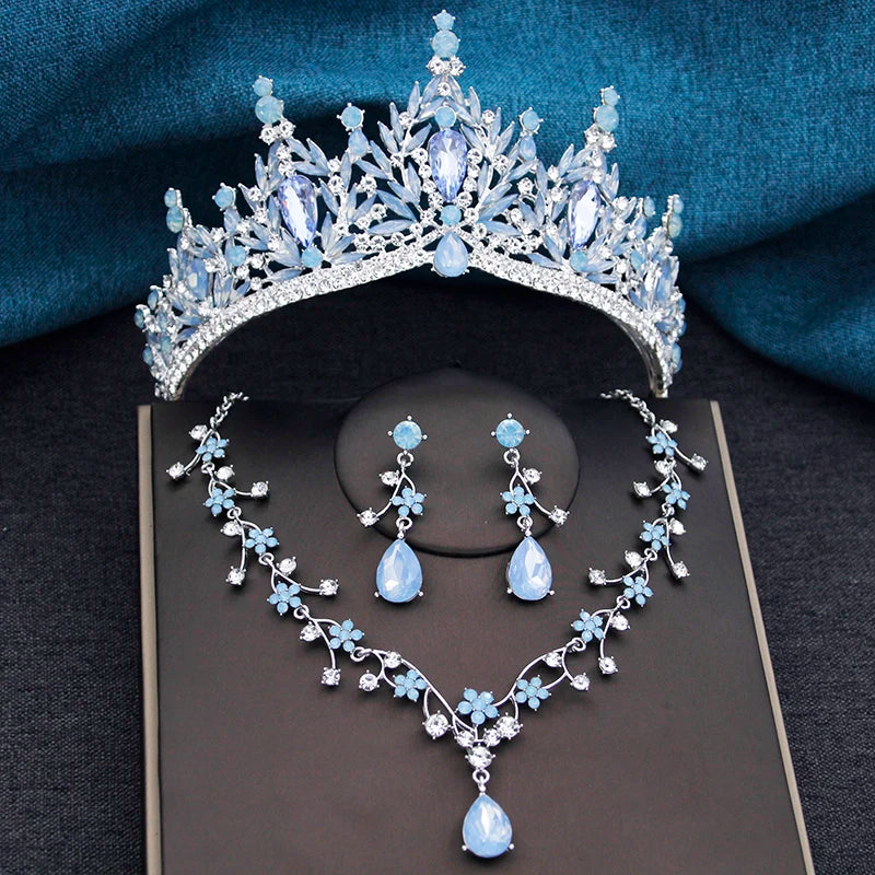 Baroque Royalty - Champagne Crystal Wedding Tiara & Bridal Set