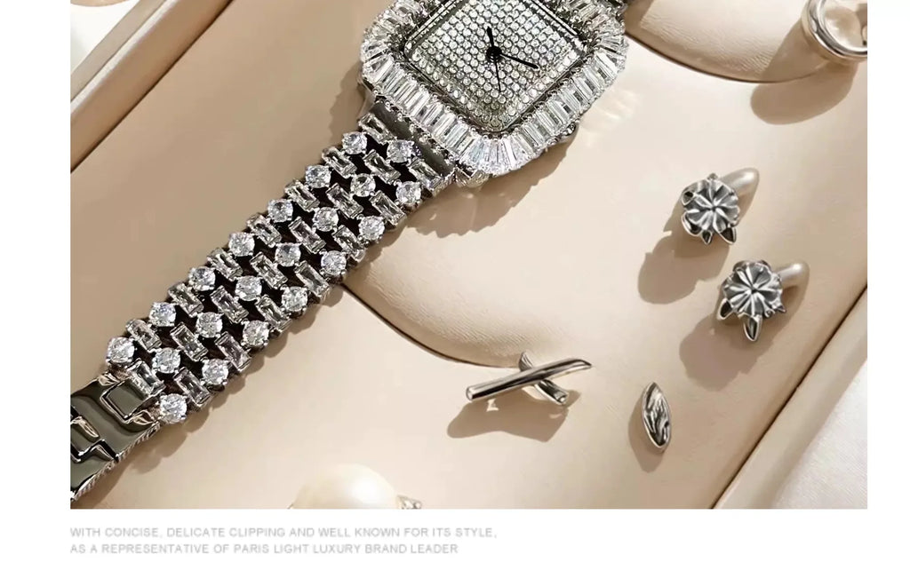 The Imperial Marquise: Slender Square Diamond Bracelet Watch