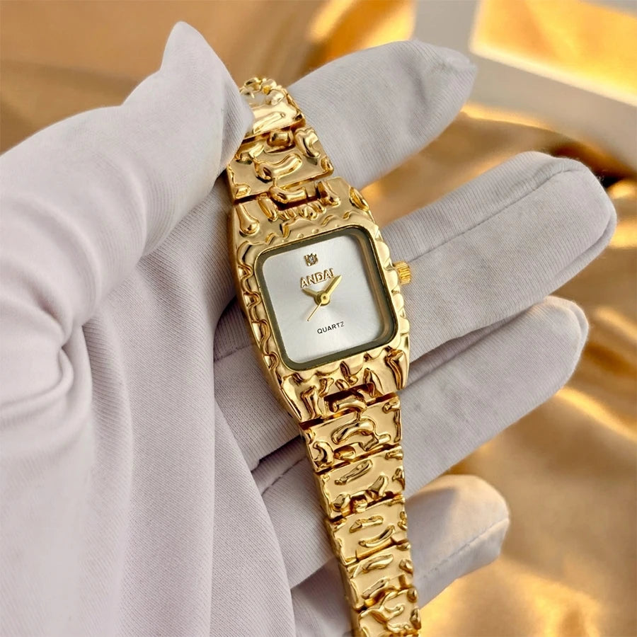 Vintage Gold Watch with Jam Tangan Wanita and Jewelry Set For Women Gift