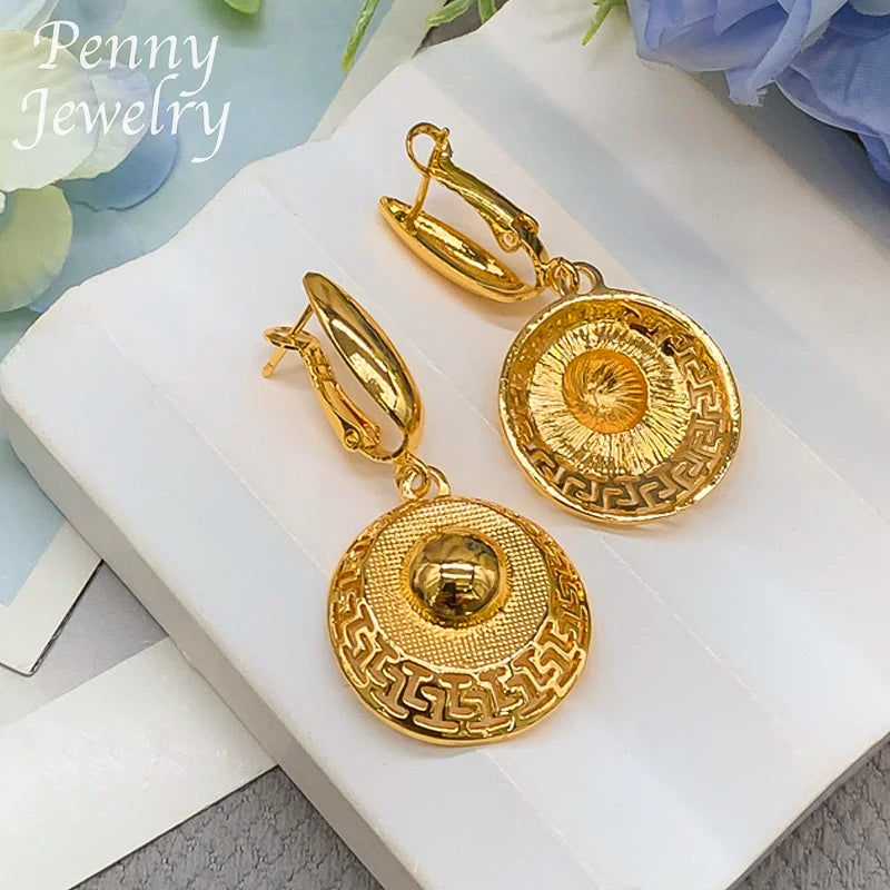 The Cleopatra Sunburst 18K Gold Plated Bridal Pendant Set