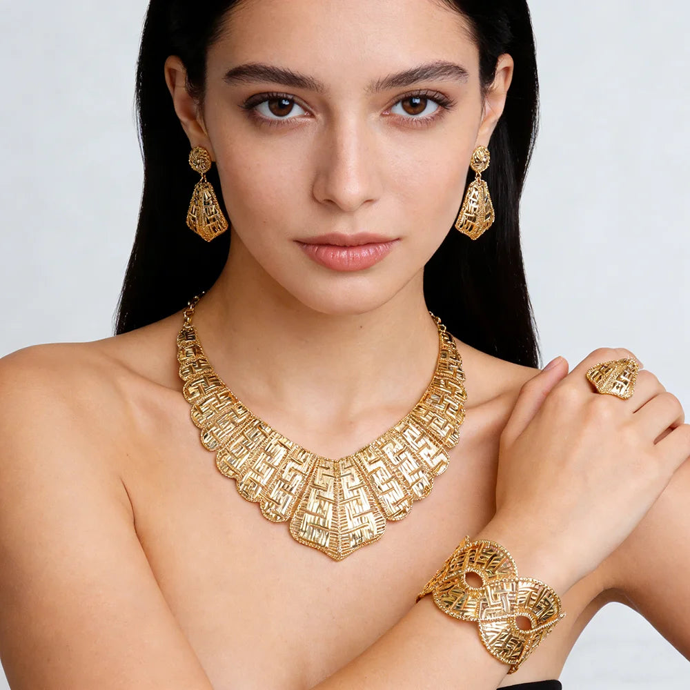 The Olympian Maze: 18K Gold-Plated Structured Motif Set