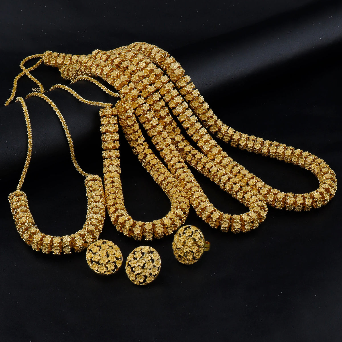 Dubai Royal 4-Layered Multi-Strand Gold Plated Jewelry Set