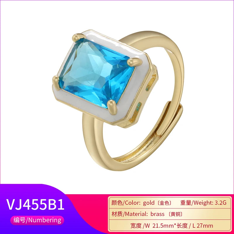 Chroma Gem - 18K Gold Plated Enamel Stack Ring