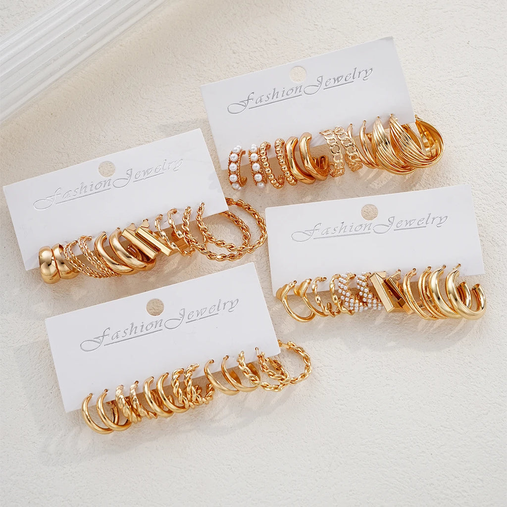 The Imperial Dynasty: 82-Piece Gold Hoop, Stud & Stacking Ring Trunk Set