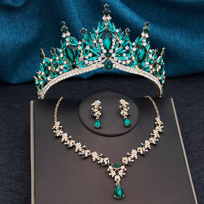 Blush Royalty - Pink Crystal Wedding Tiara & Bridal Set