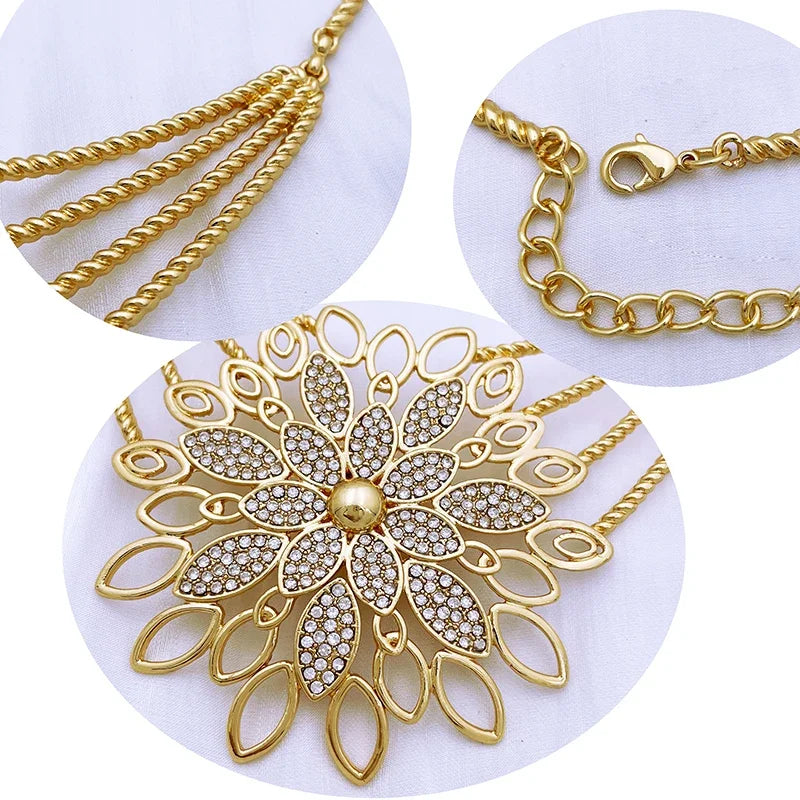 The Imperial Sunburst: 24K Gold-Plated Layered Floral Bridal Set