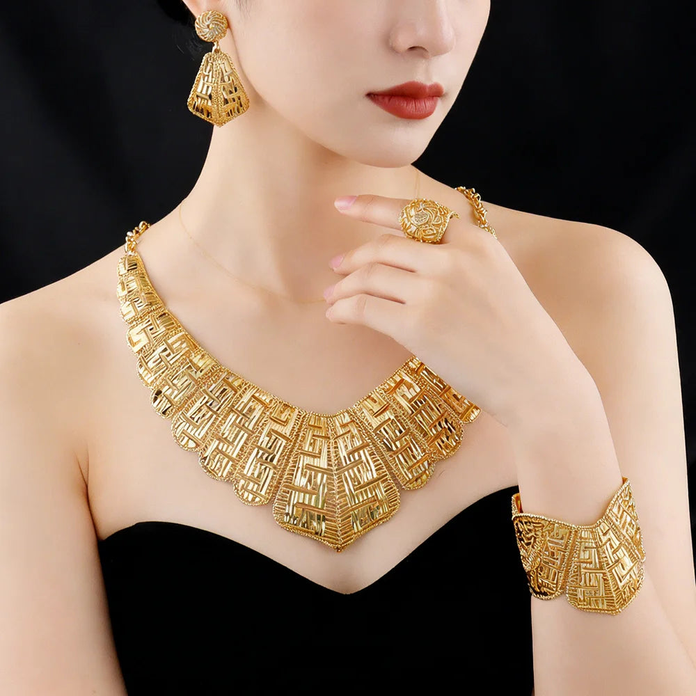 The Olympian Maze: 18K Gold-Plated Structured Motif Set