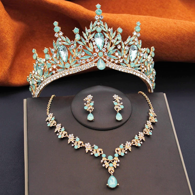 Royal Cascade - Water Drop Crystal Wedding Tiara & Bridal Set