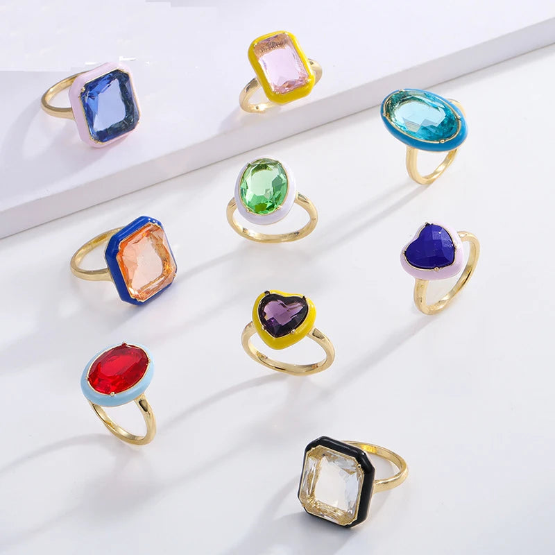 Pastel Aura - 14K Gold Plated Oval Crystal Ring