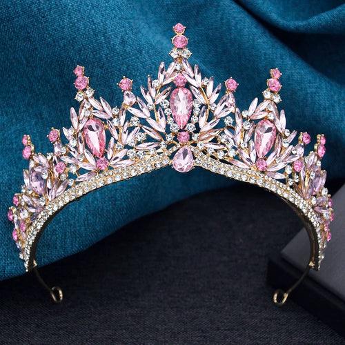 Blush Royalty - Pink Crystal Wedding Tiara & Bridal Set