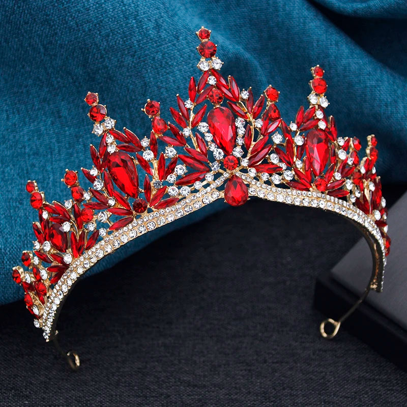 Baroque Royalty - Champagne Crystal Wedding Tiara & Bridal Set