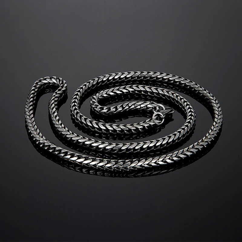 Men's Matte Black Franco Braided Chain Necklace