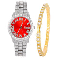 The Sovereign Drip: Fully Iced Watch, Cuban Chain & Bracelet Set