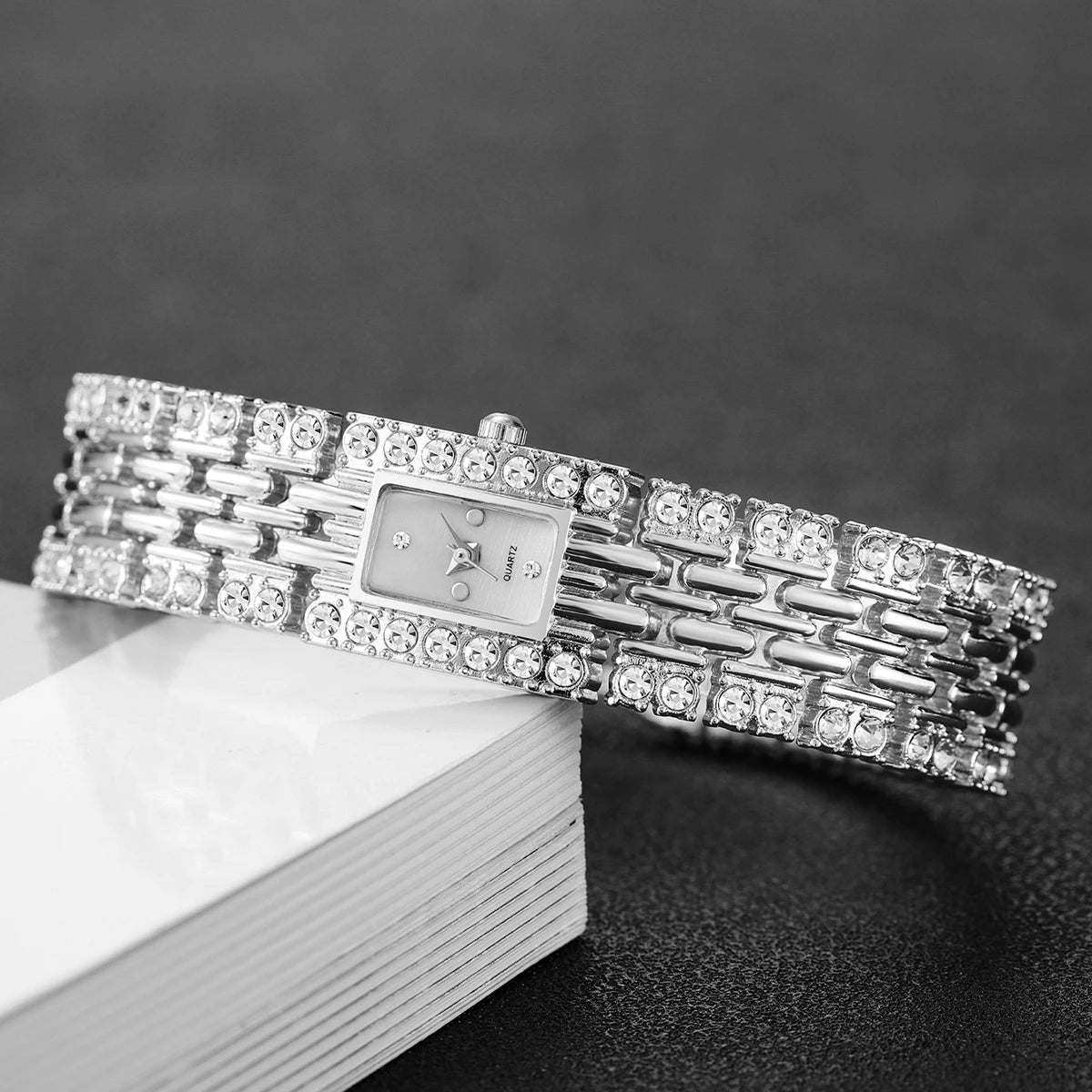 Luxury Rhinestone Rectangle Women Watches Fashion Ladies Bracelet Wristwatch Reloj Mujer Girls Clock Gift (Without Box)