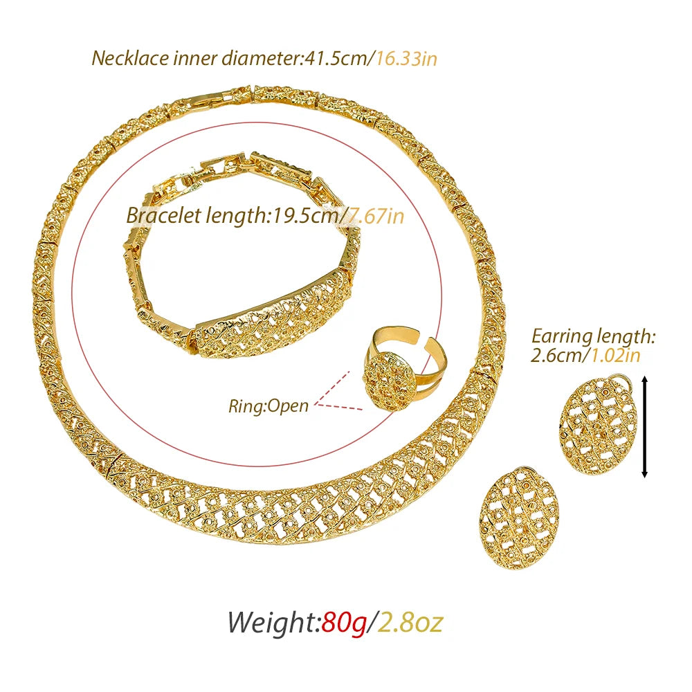 Dubai Luxury 4-Piece 18K Gold Plated Jewelry Set