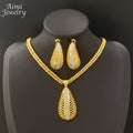 Simple Daily Wear Gold Plated Jewelry Set Luxury Exquisite Earrings Necklace Pendant with Chain Party Dubai Bridal Wedding Gifts