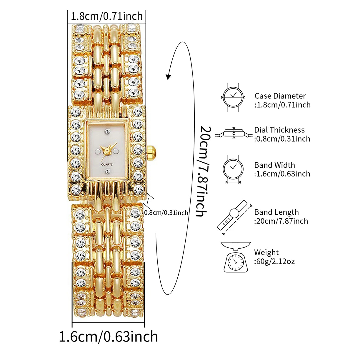 Luxury Rhinestone Rectangle Women Watches Fashion Ladies Bracelet Wristwatch Reloj Mujer Girls Clock Gift (Without Box)