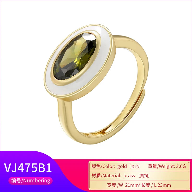 Chroma Gem - 18K Gold Plated Enamel Stack Ring